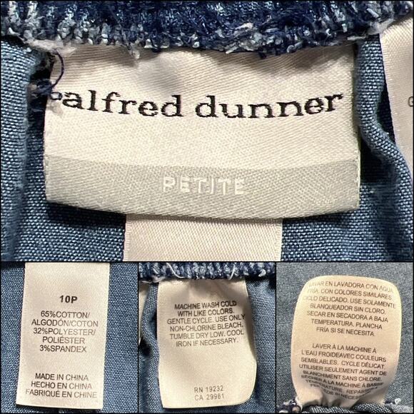 Alfred Dunner Blue Denim Elastic Waist Pull On Capri Jeans Pockets 10 Petite - Picture 6 of 11